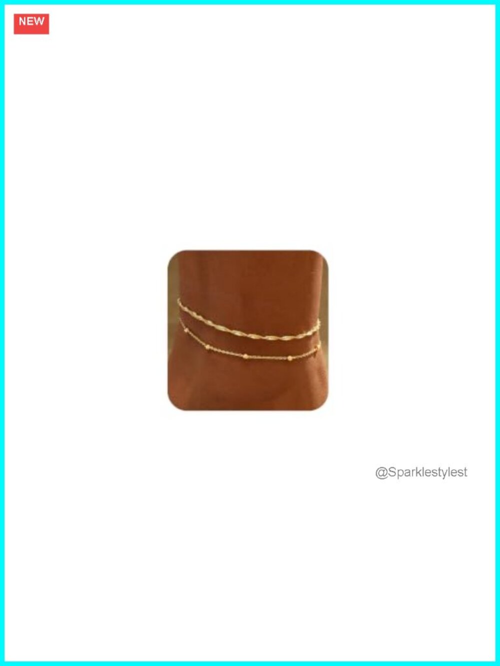 14K Gold Plated Anklet Set Waterproof Beaded Stackable Gift